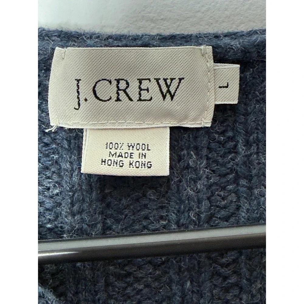 J.Crew Mens 100% Wool Ribbed‎ V-Neck Sweater Blue Charcoal Vintage Large